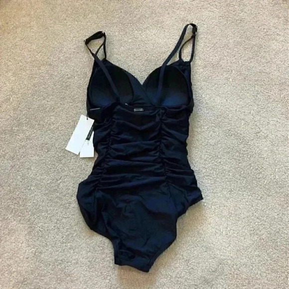 New with tags Calvin Klein Women's black Shirred One Piece Swimsuit in size 4 - Picture 4 of 6